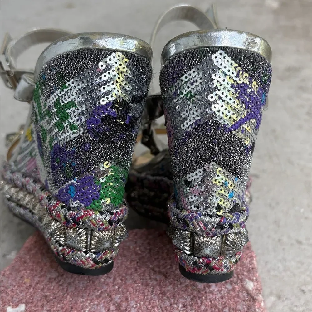 Christian Louboutin Pira Ryad 110 silver sequin platforms